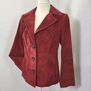 Red leather blazer